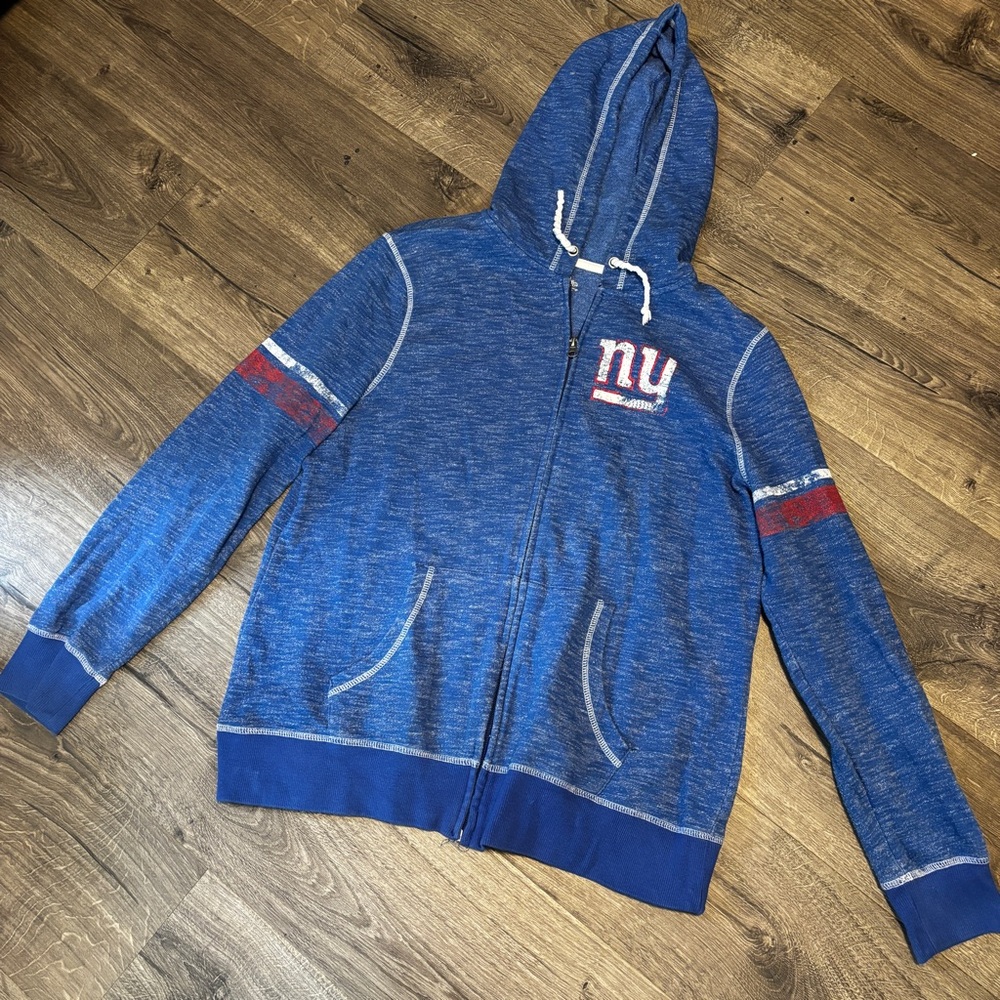 Majestic Blue NY Zip Up Hoodie with White Trim